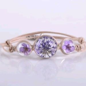 ADJUSTABLE DRY FLOWER BRACELET GLASS BALL
